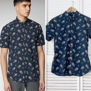 Ben Sherman navy floral Neps shirt